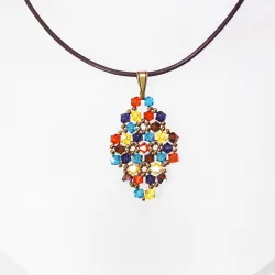 Pendant 45cm - Xochitl Rhombus S-Chocolate Leather - Pendant 45cm - Laiton bronze